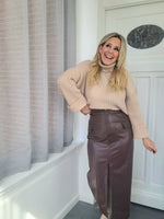 - Vanessa Chestnut Leather Skirt