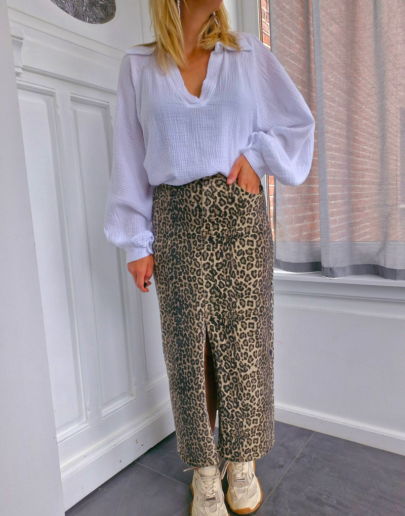 - Leopard Split Skirt