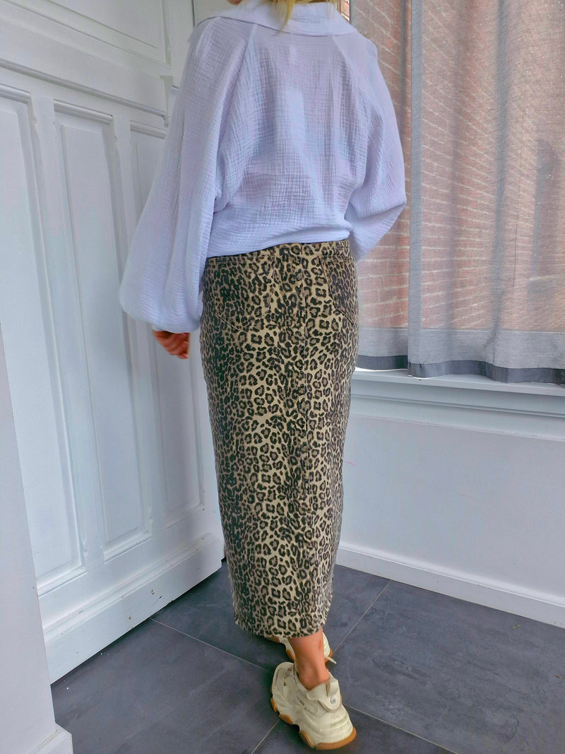 - Leopard Split Skirt