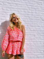 - Leopard Pink Off Shoulder Dress