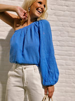 - Off Shoulder Blue Blouse