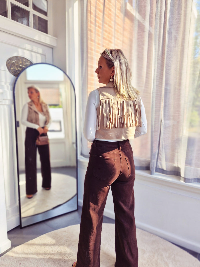 - Beige Fringe Vest