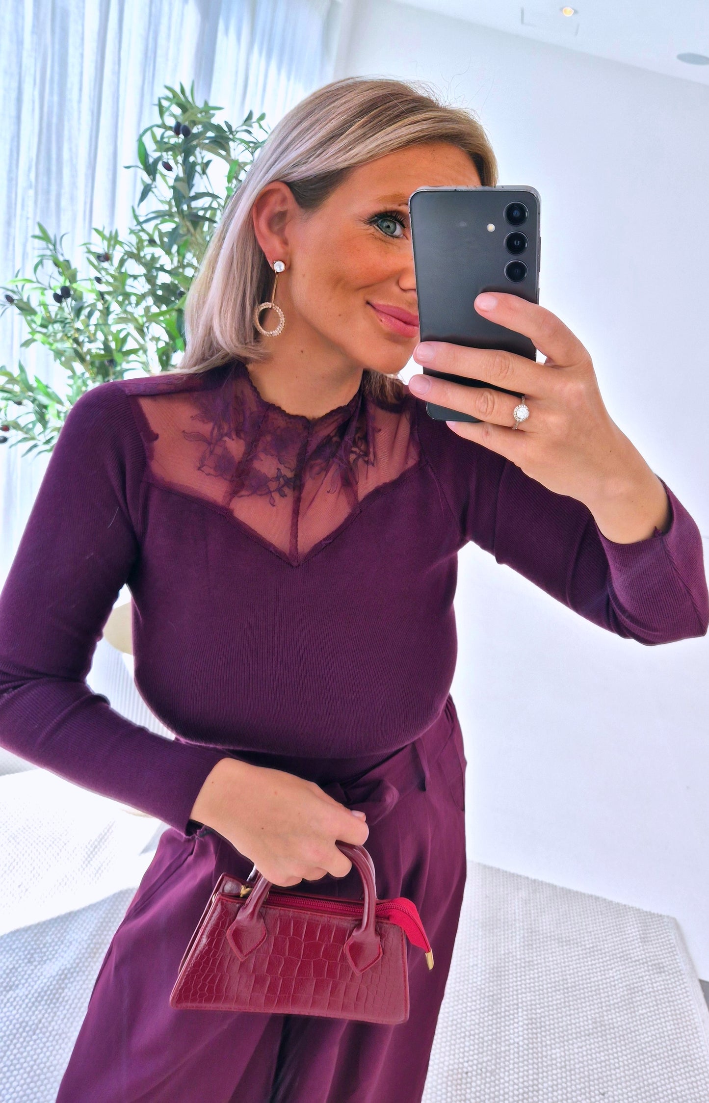- Laura Burgundy Knit Sweater