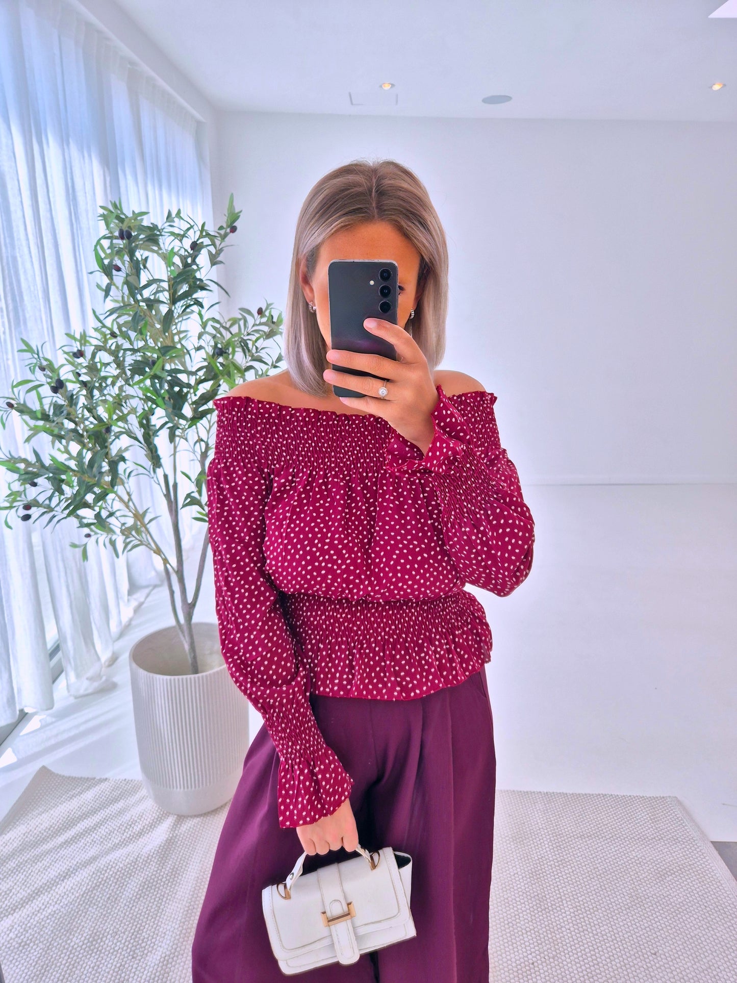 - Celine Burgundy Blouse