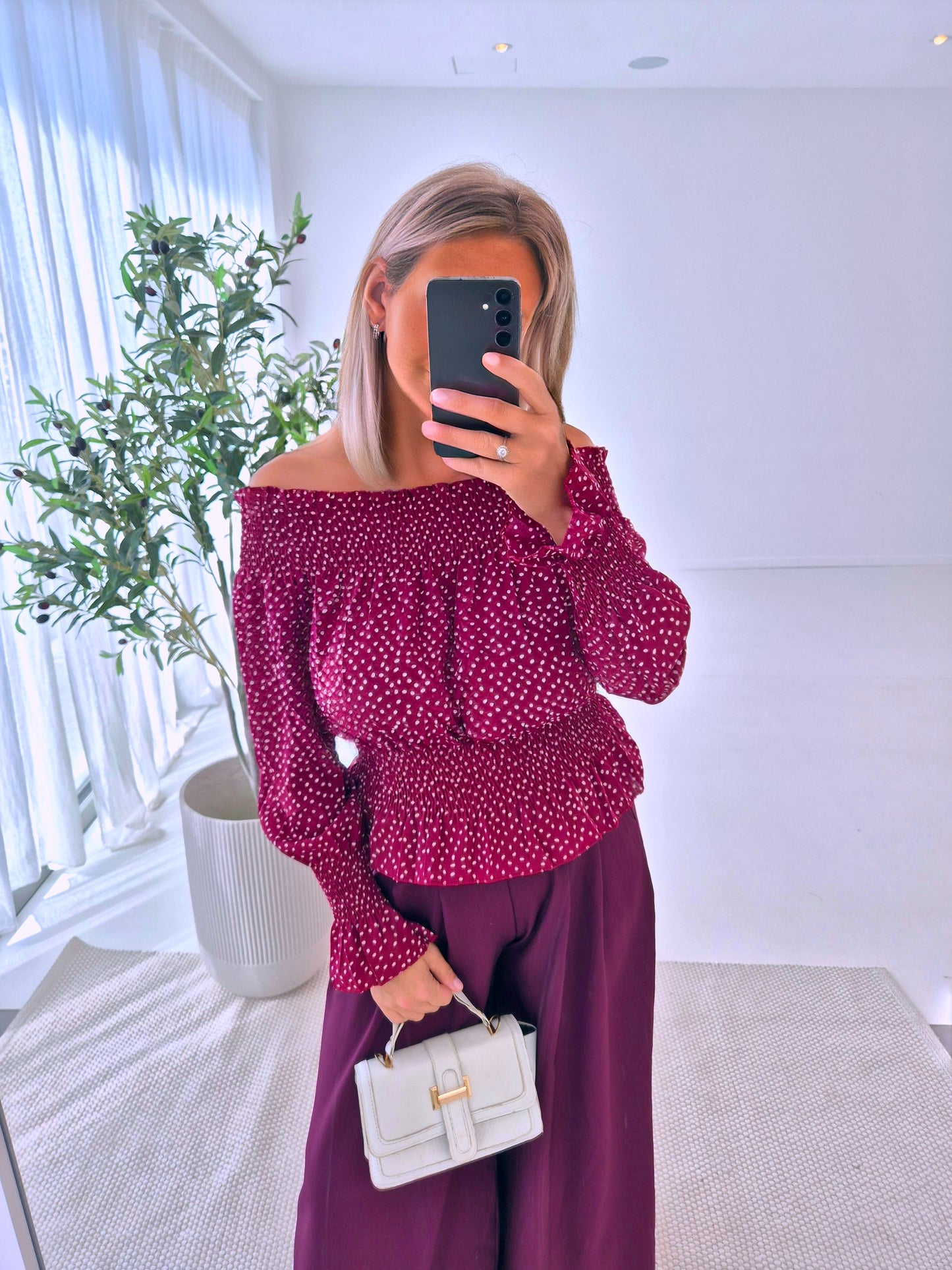 - Celine Burgundy Blouse