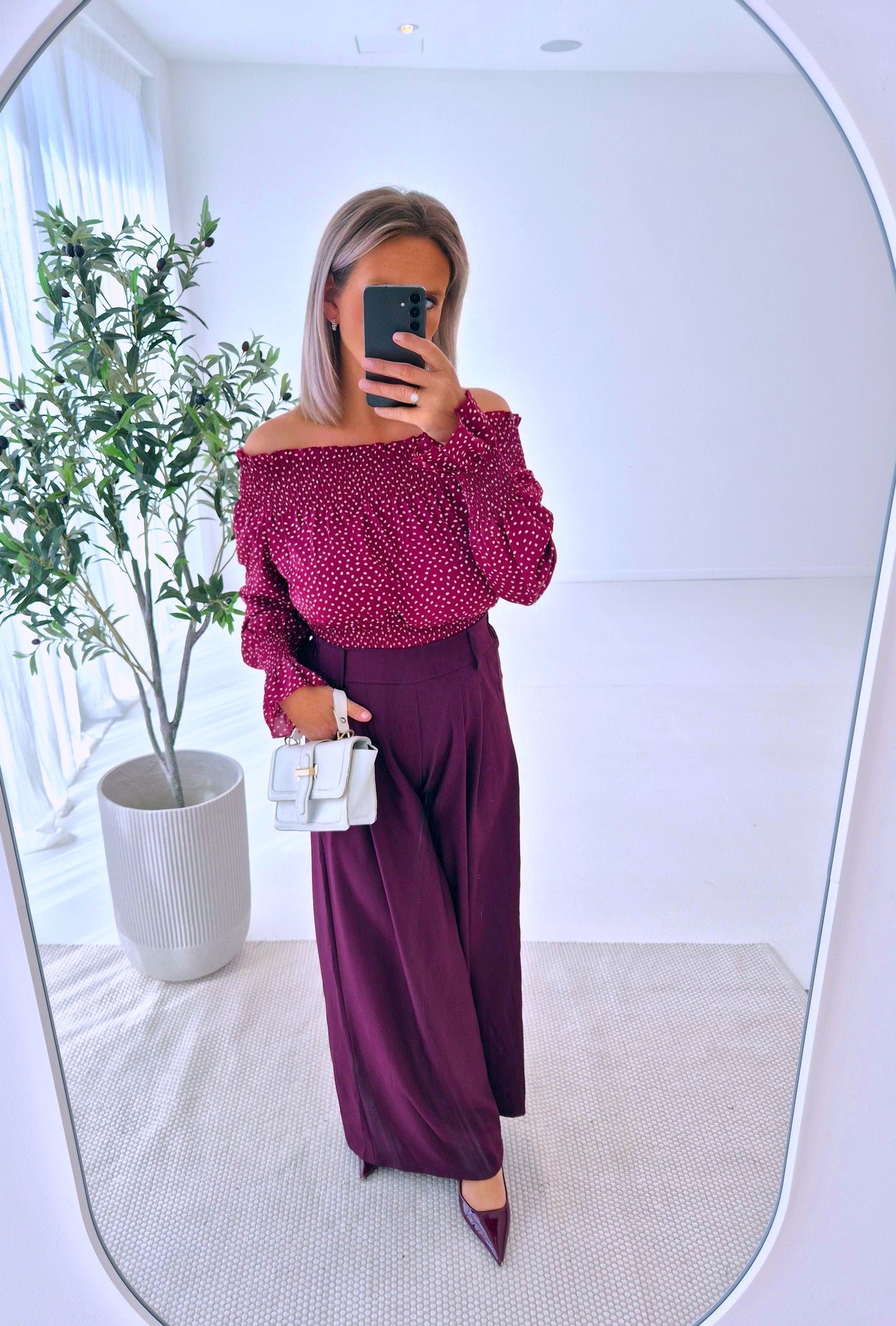 - Celine Burgundy Blouse