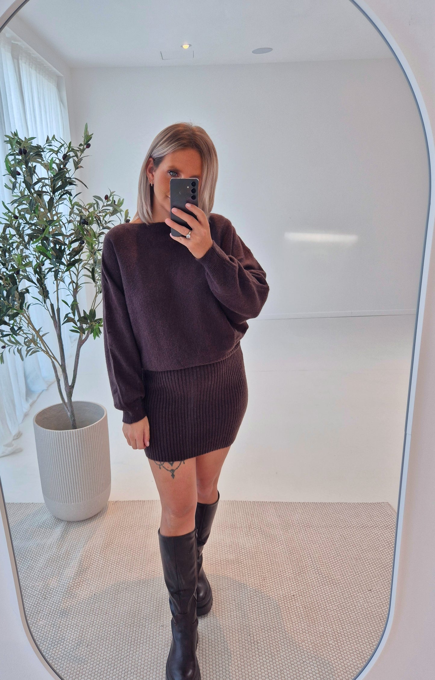 - Julie Knit Brown Dress