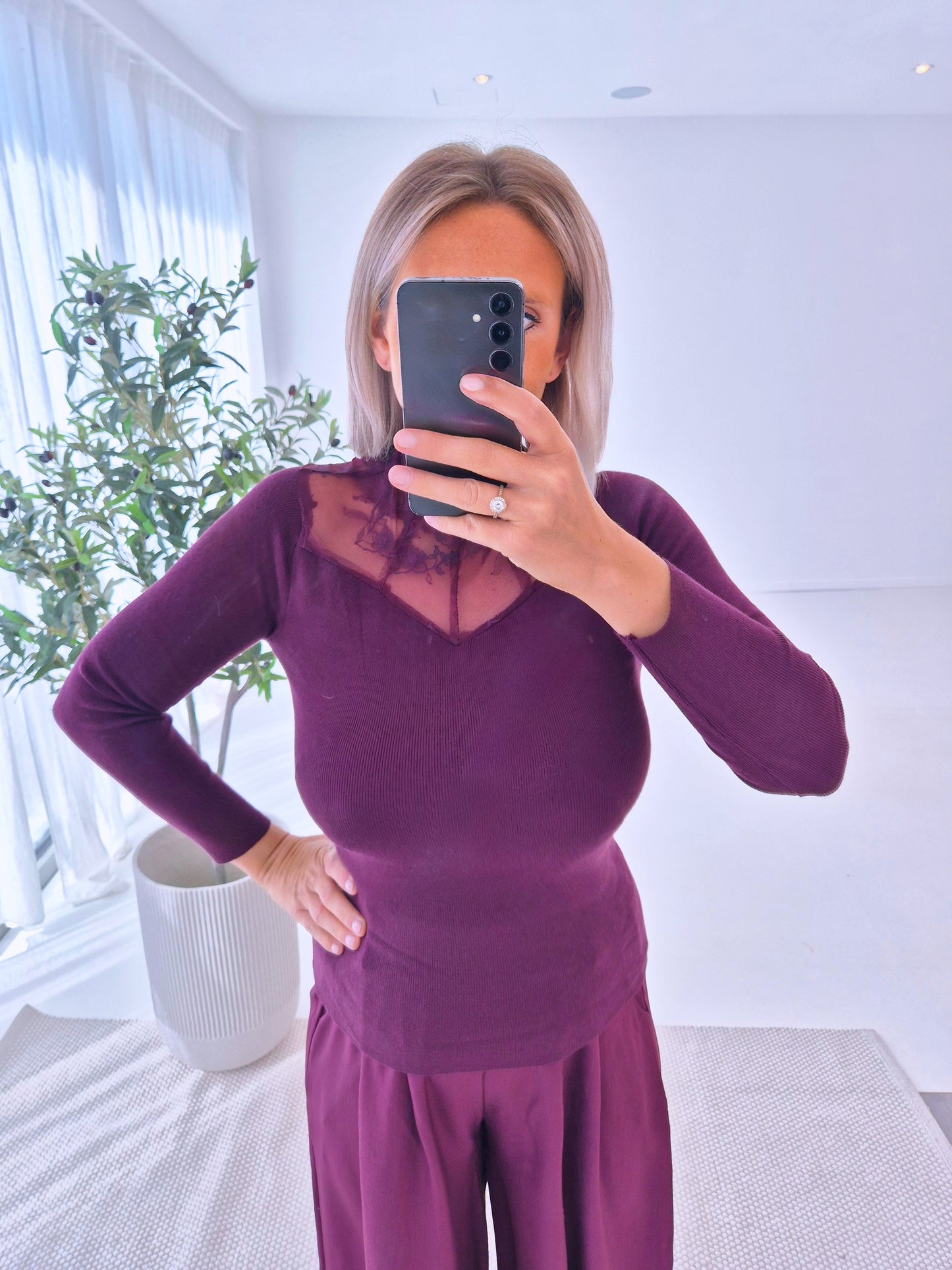 - Laura Burgundy Knit Sweater