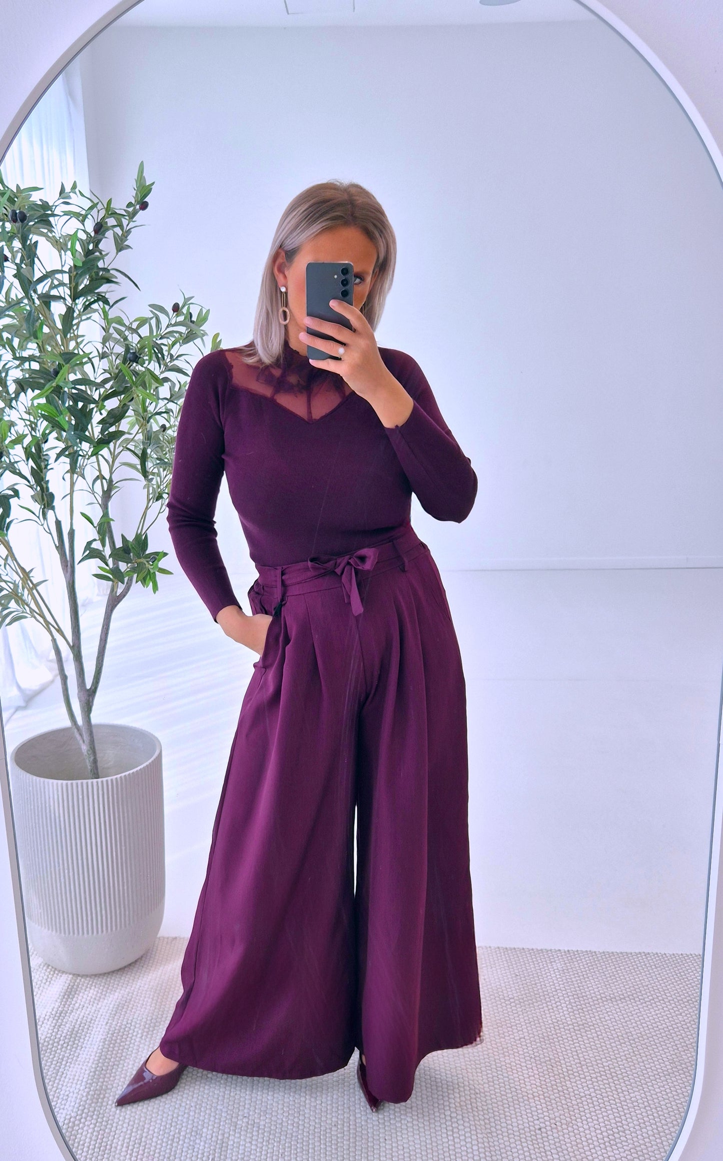 - Laura Burgundy Knit Sweater