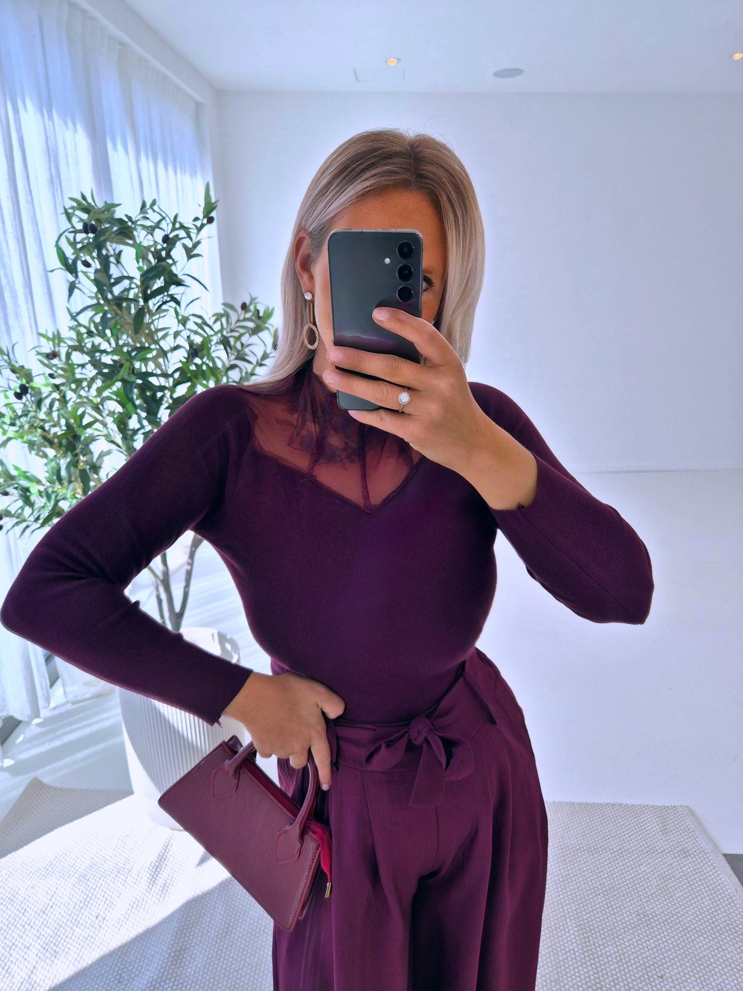 - Laura Burgundy Knit Sweater