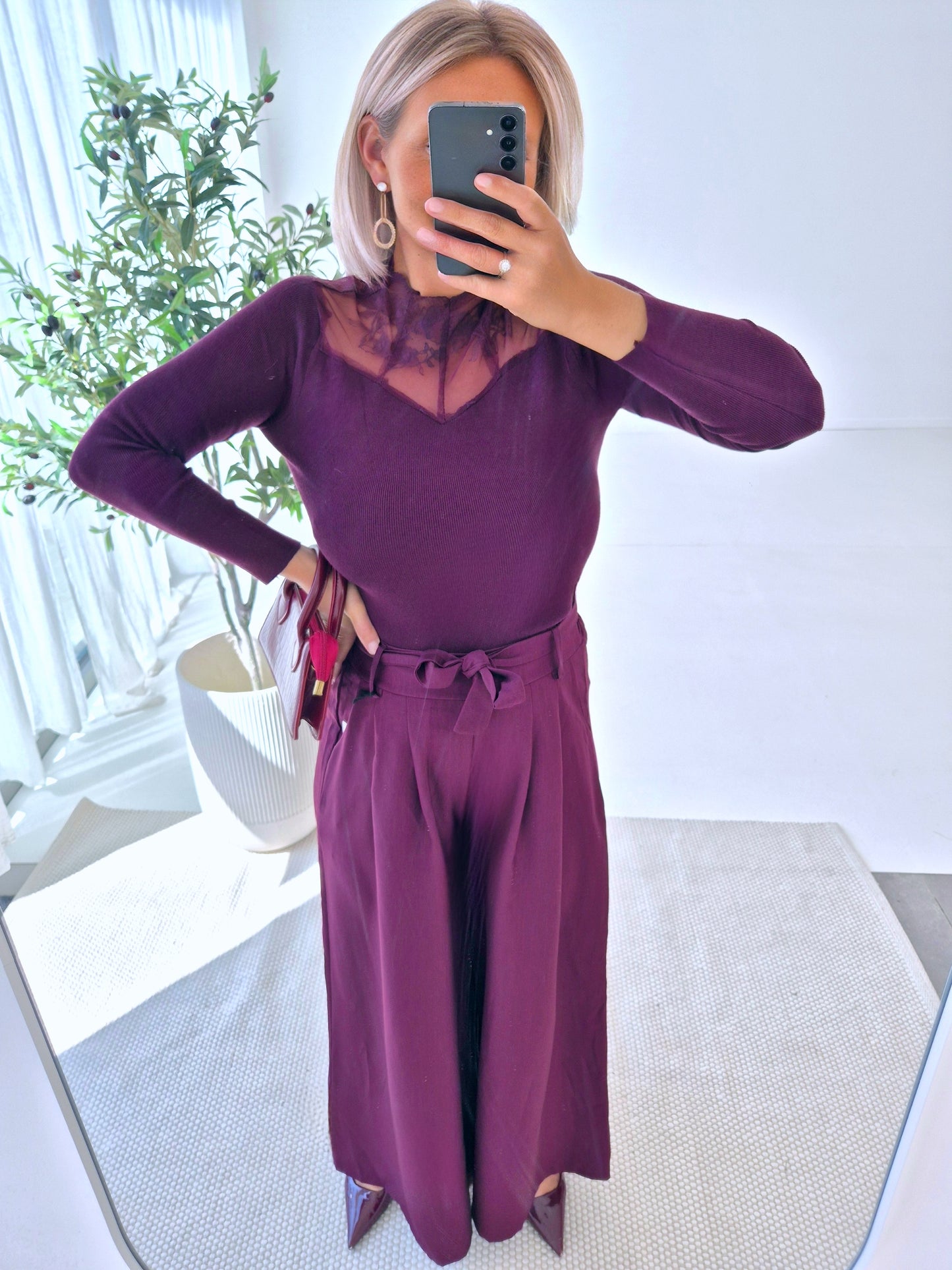 - Laura Burgundy Knit Sweater