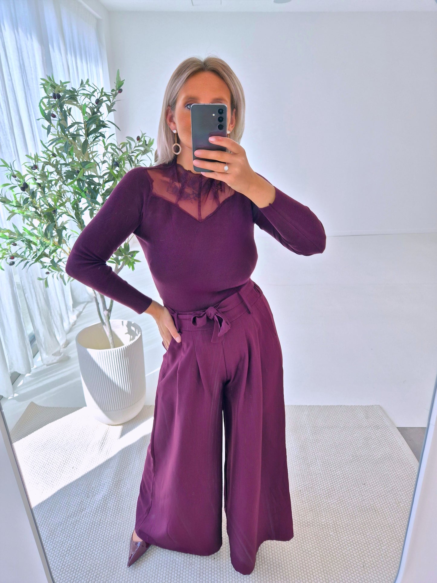 - Laura Burgundy Knit Sweater