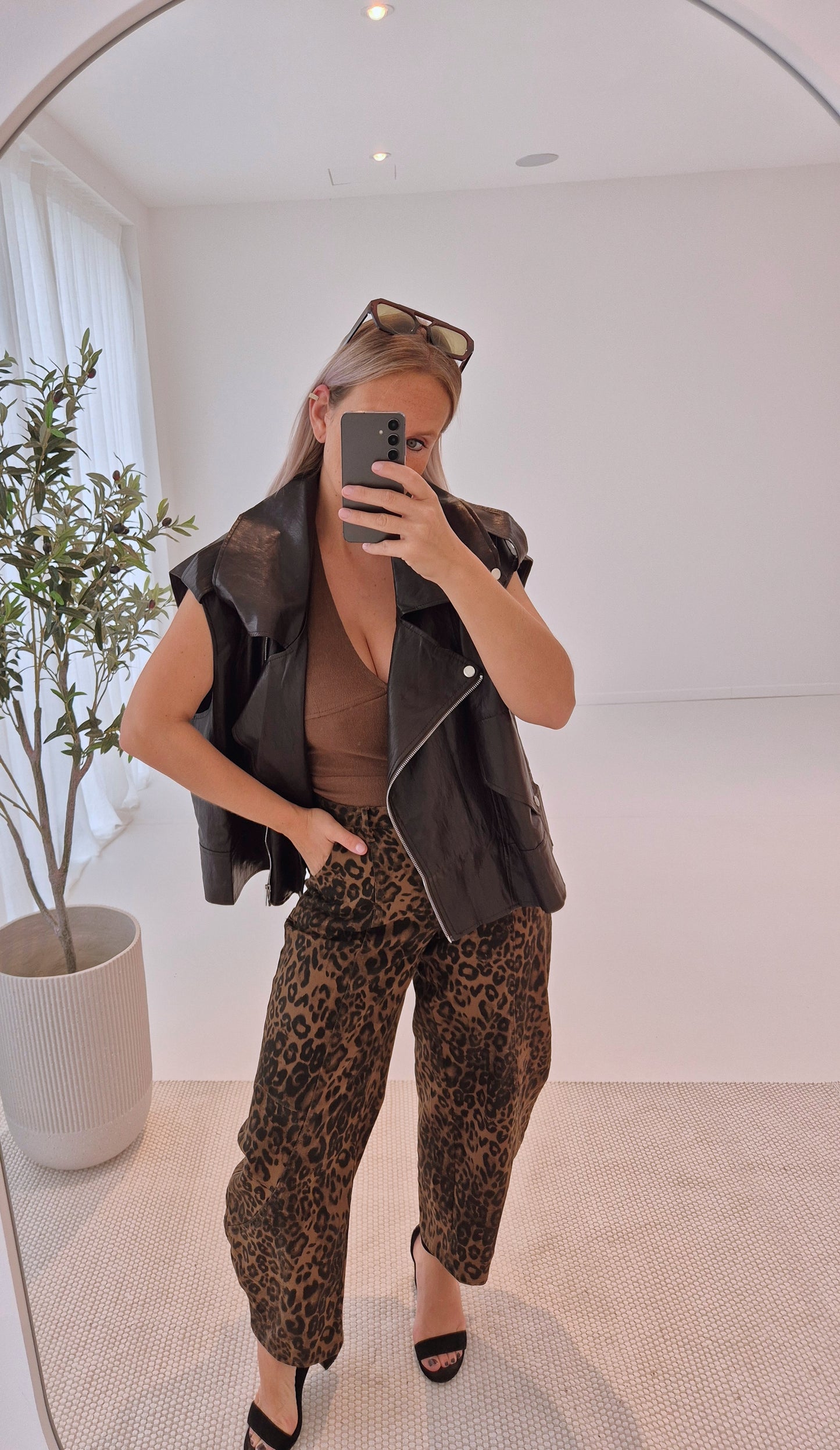 - Xana Brown Halter Backless Top