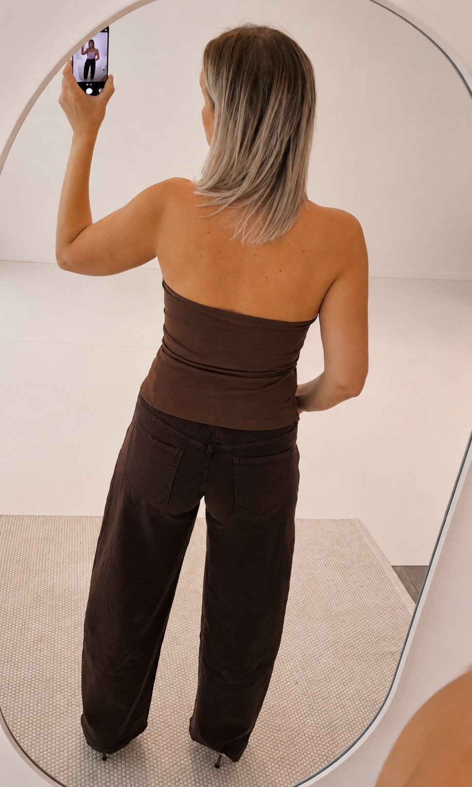 - Xana Brown Halter Backless Top