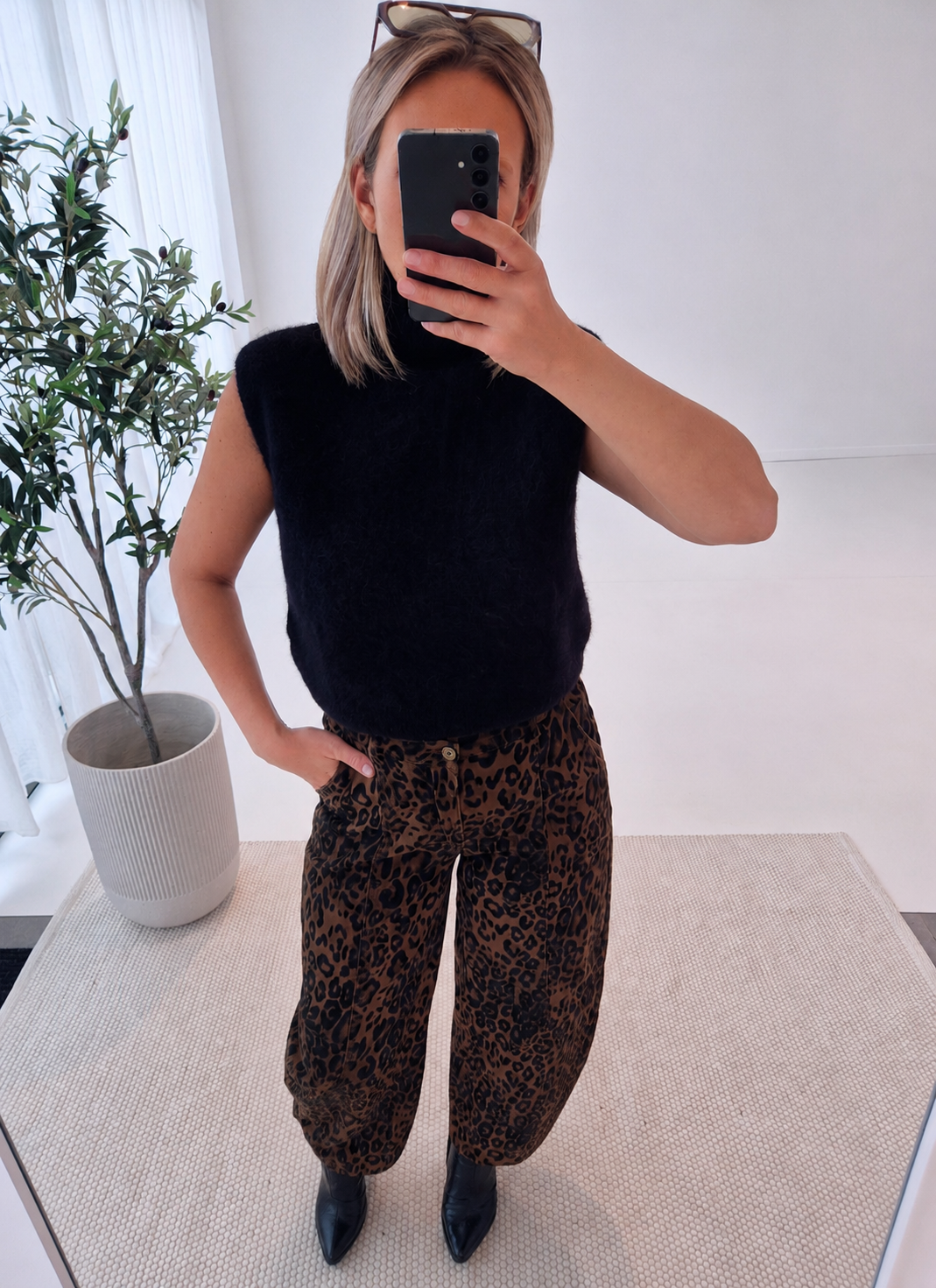 - Animal Print Balloon Jeans