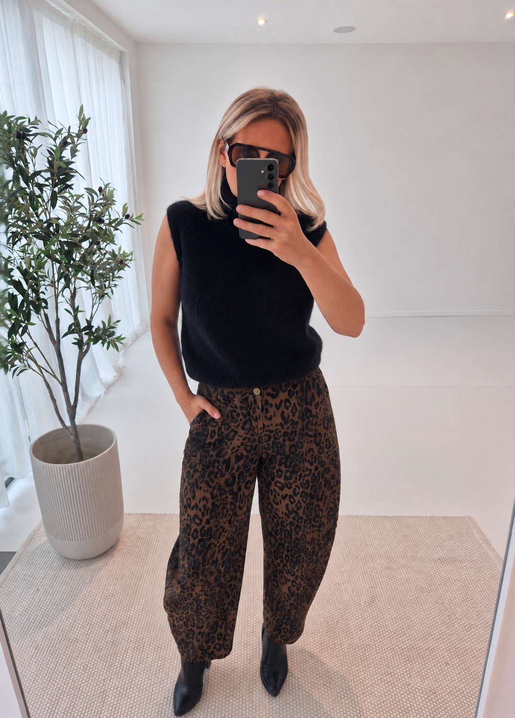 - Animal Print Balloon Jeans