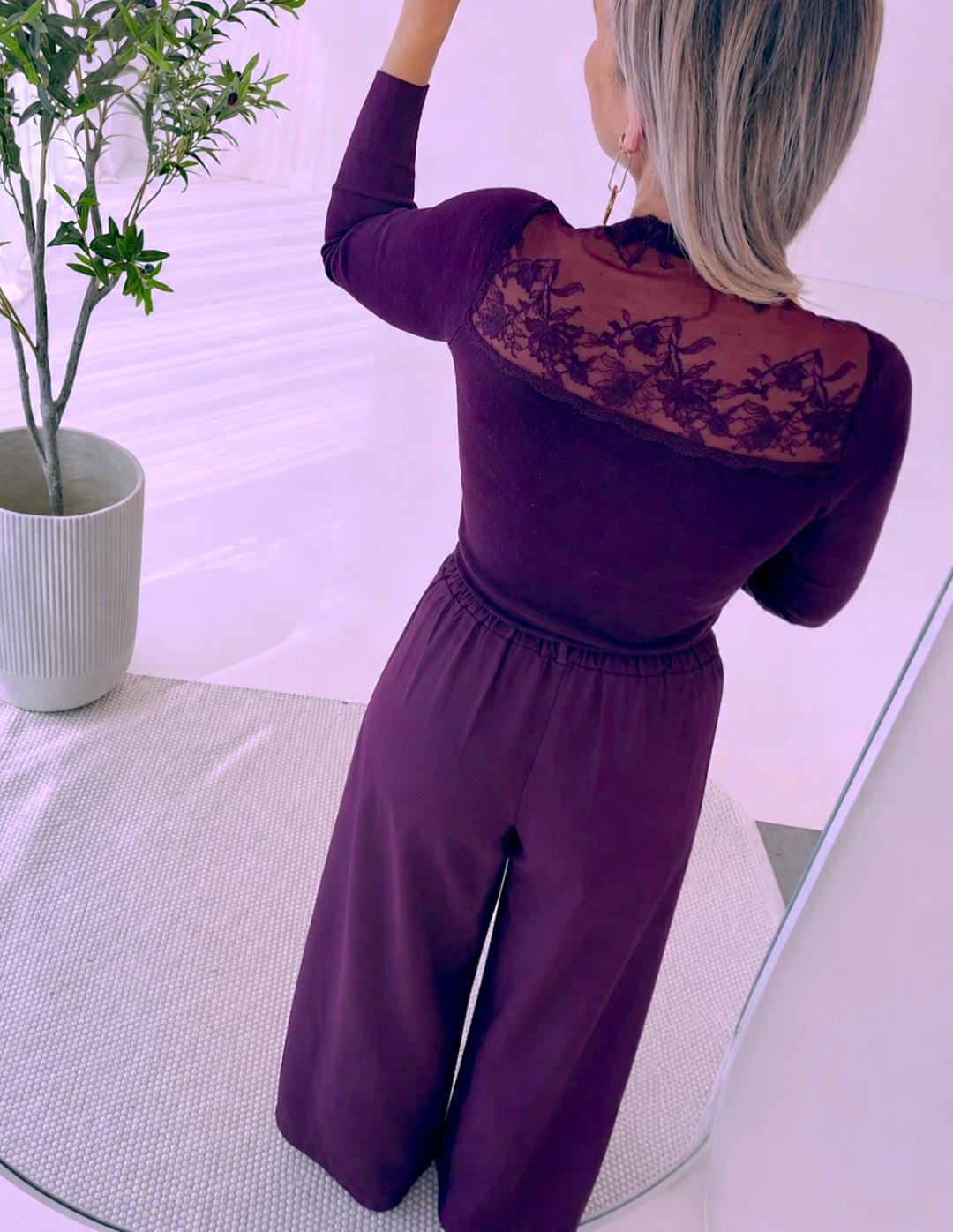 - Laura Burgundy Knit Sweater
