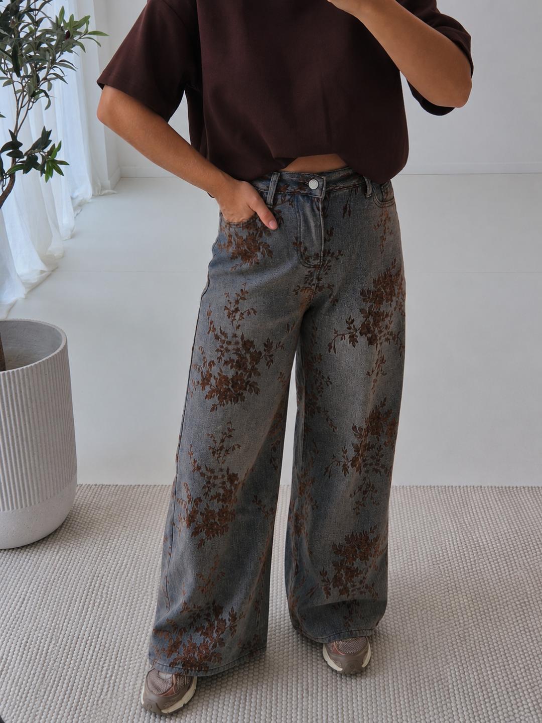 - Lost in Flower Wide Leg Jeans