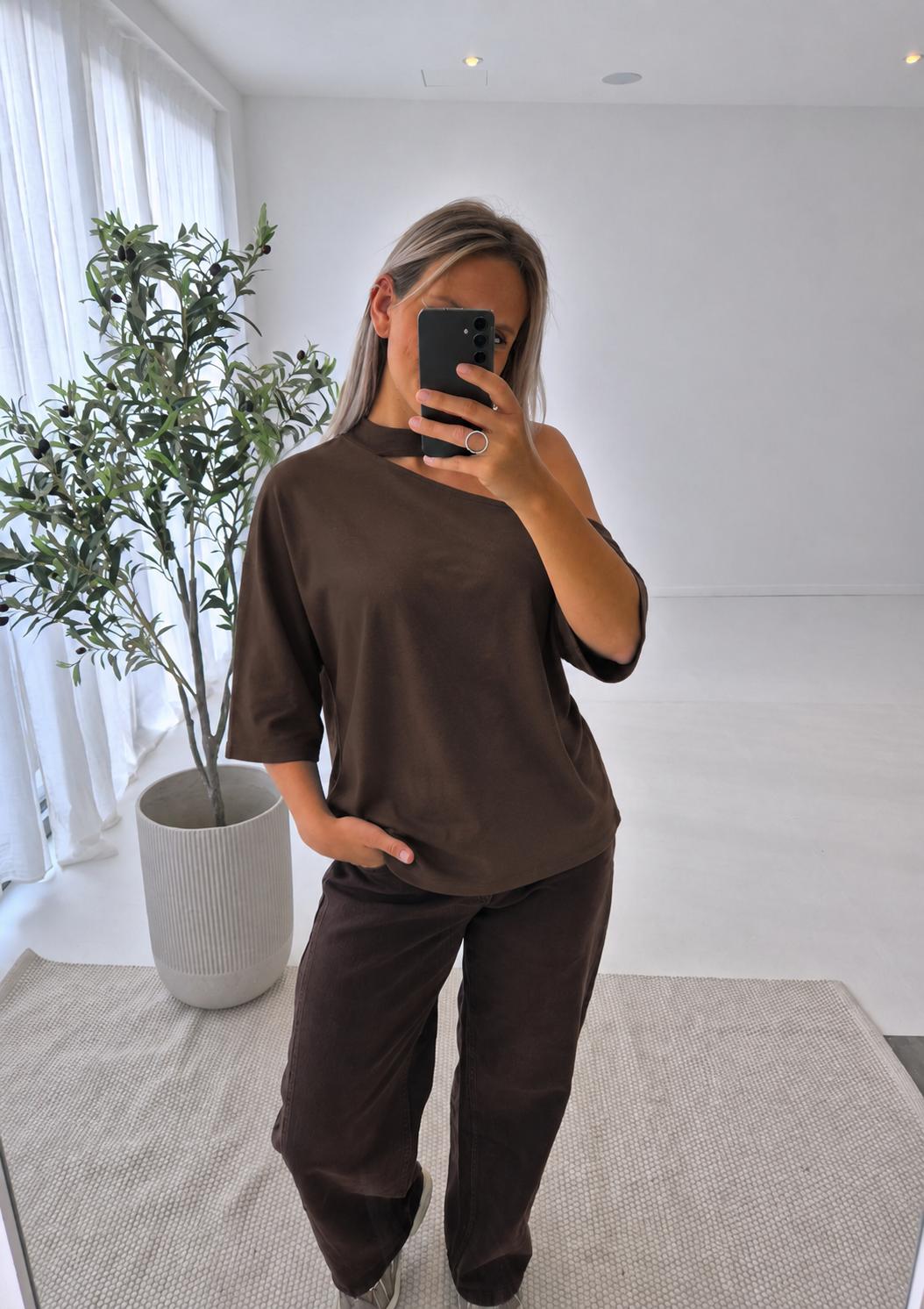 - Choco Off Shoulder Blouse