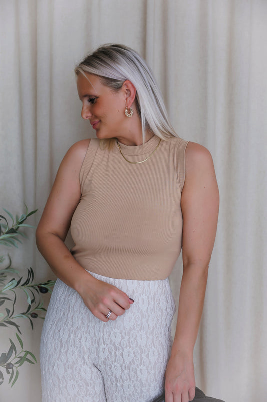 - Camel Ribb Top