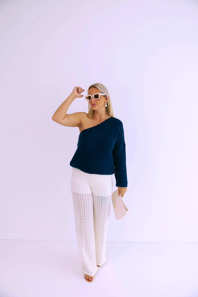 - Jelly Navy Off Shoulder