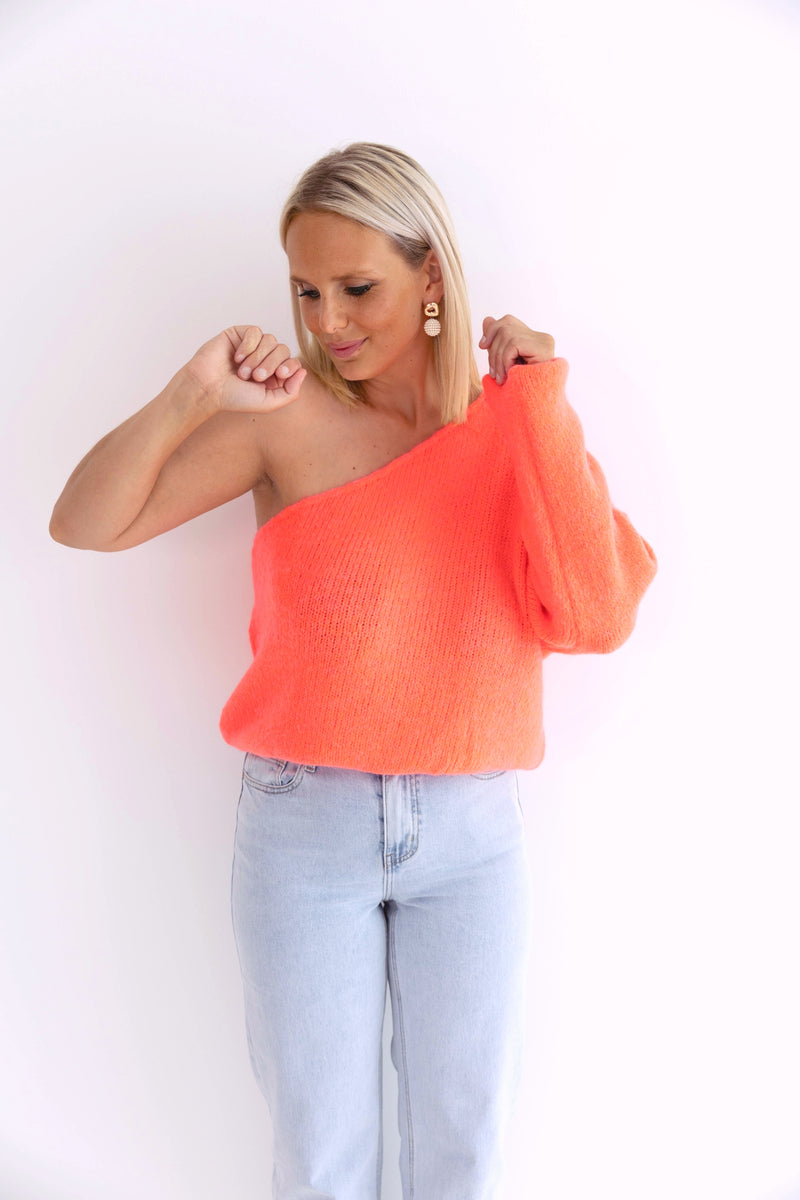 - Jelly Coral Off Shoulder