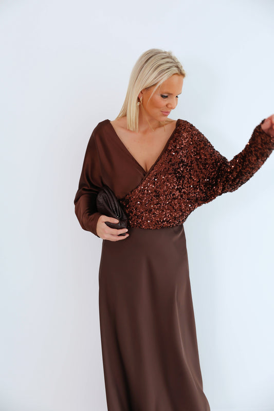 - Satin and Sequin Wrap Blouse