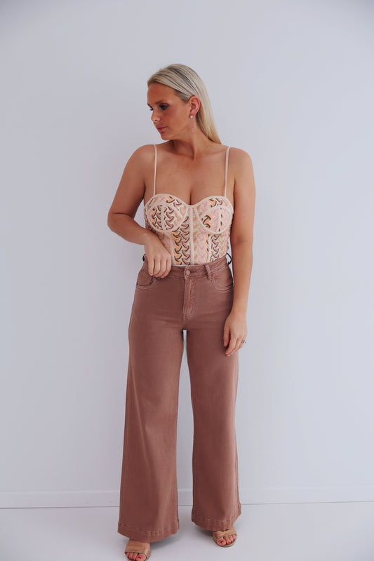 - Rosé Wide Leg Jeans