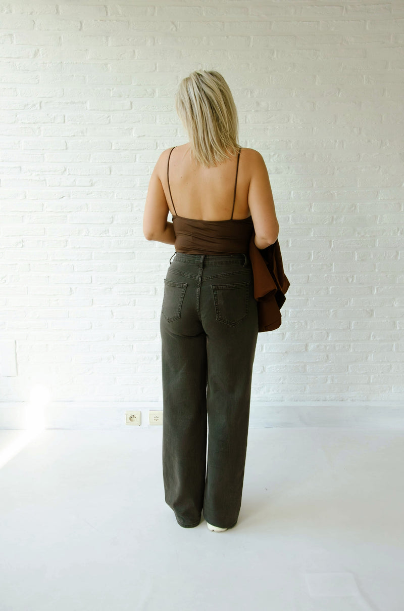 - Espresso (Black-Brown) Wide Leg Jeans