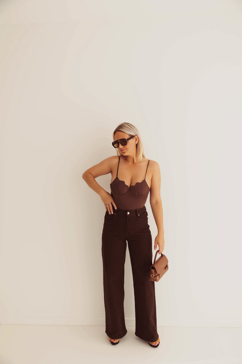 - Mokka Wide Leg Jeans