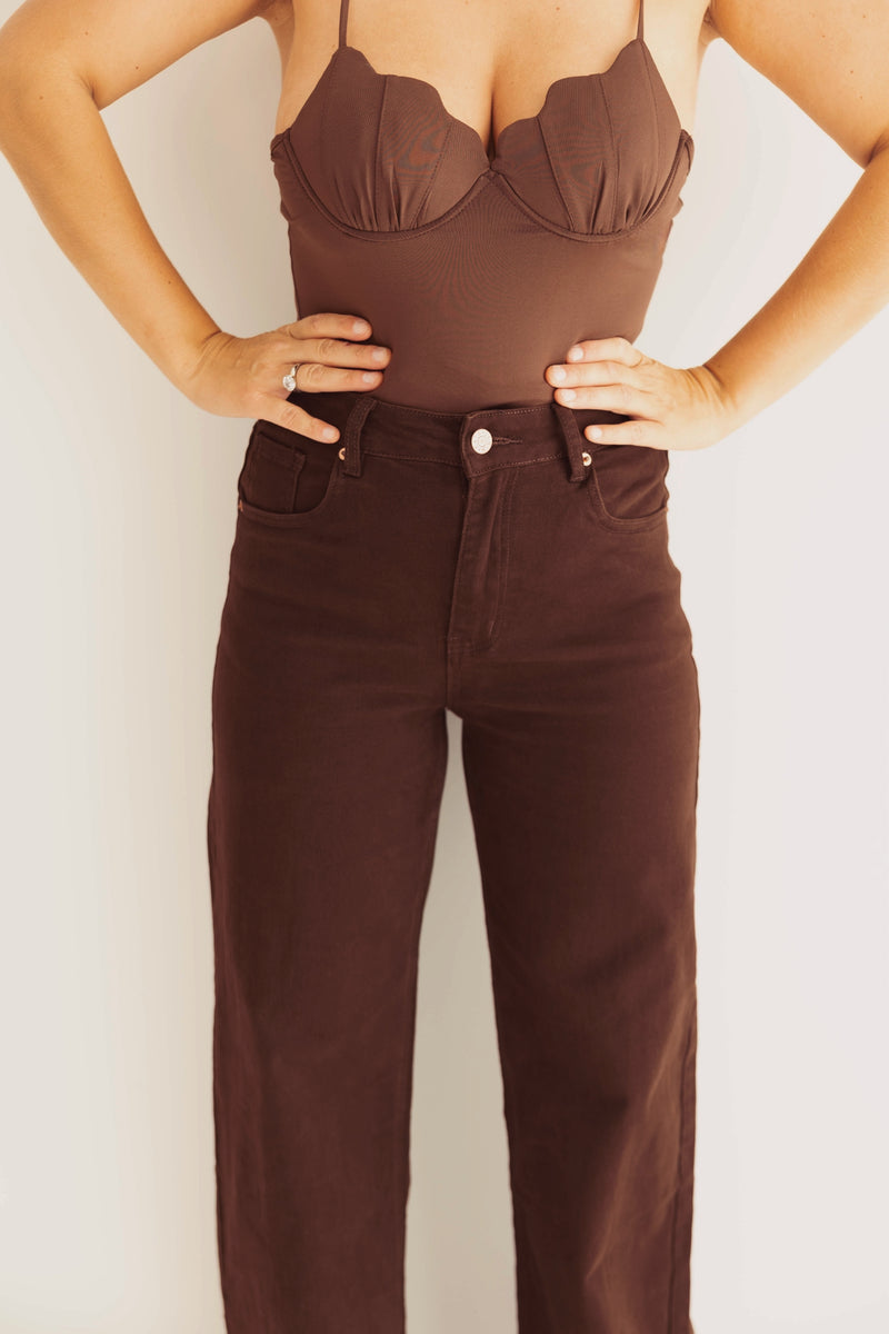 - Mokka Wide Leg Jeans