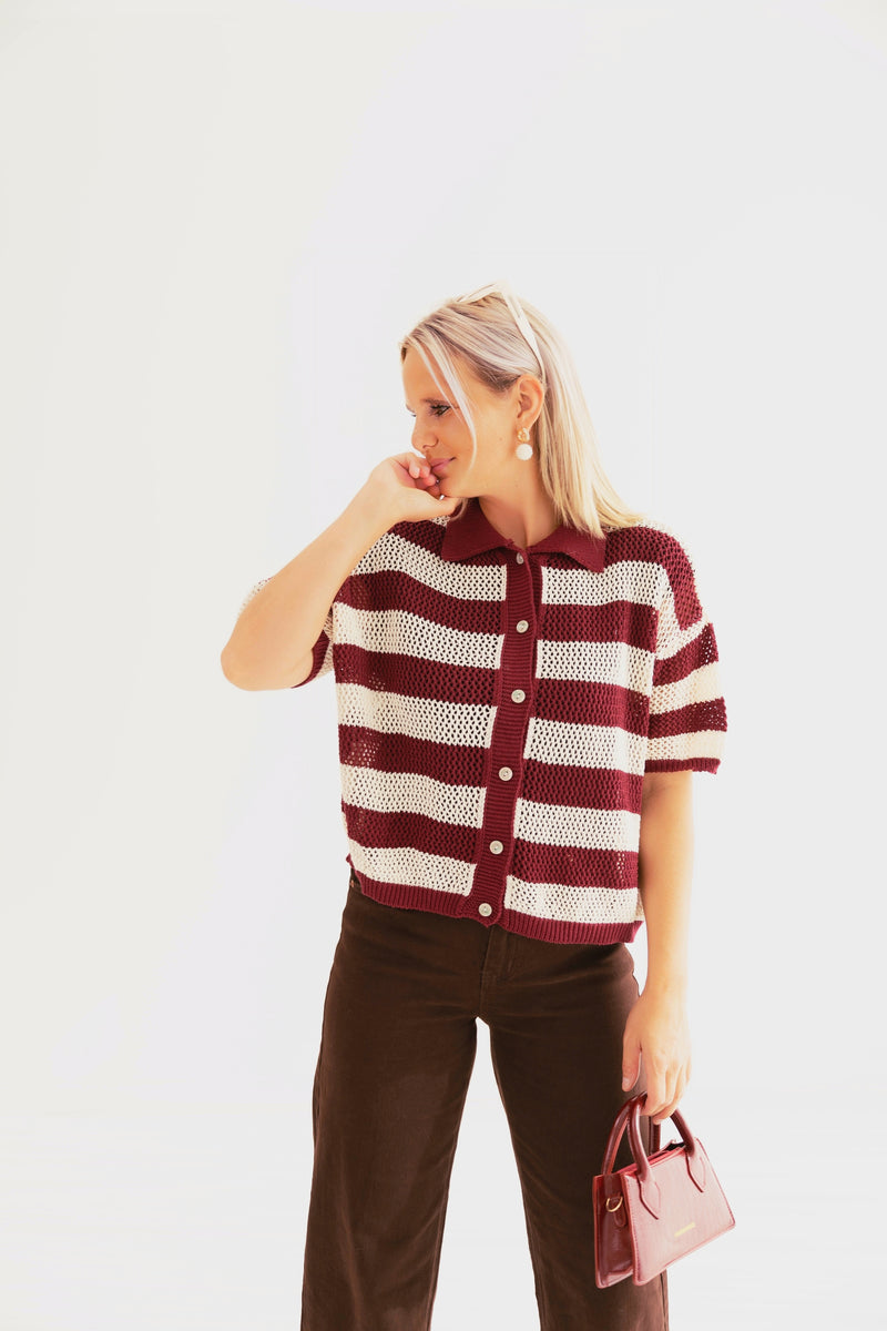 - Creta Crocheted Burgundy Blouse