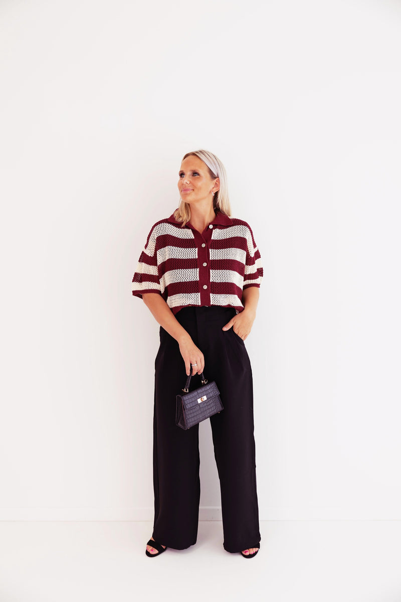 - Creta Crocheted Burgundy Blouse