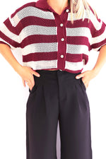 - Creta Crocheted Burgundy Blouse