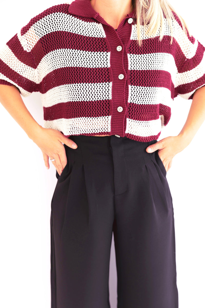 - Creta Crocheted Burgundy Blouse