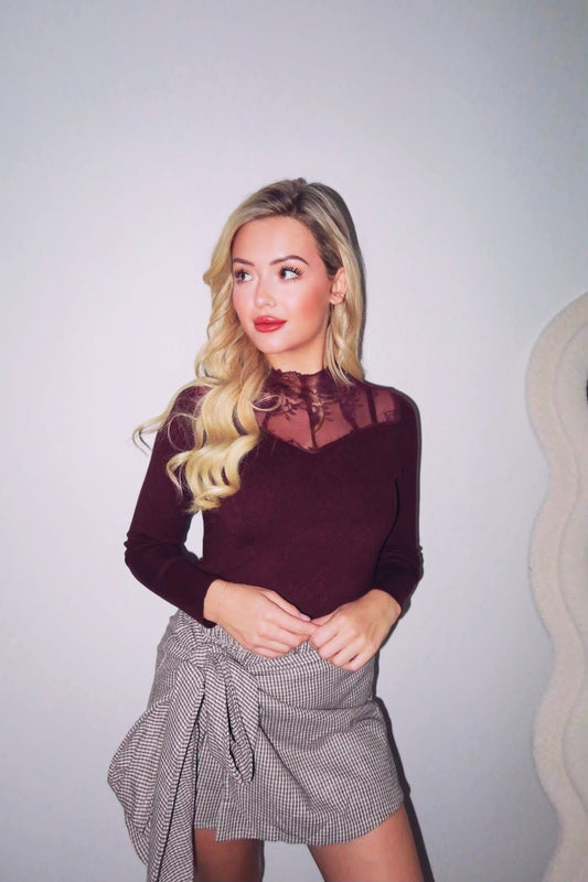 - Laura Burgundy Knit Sweater